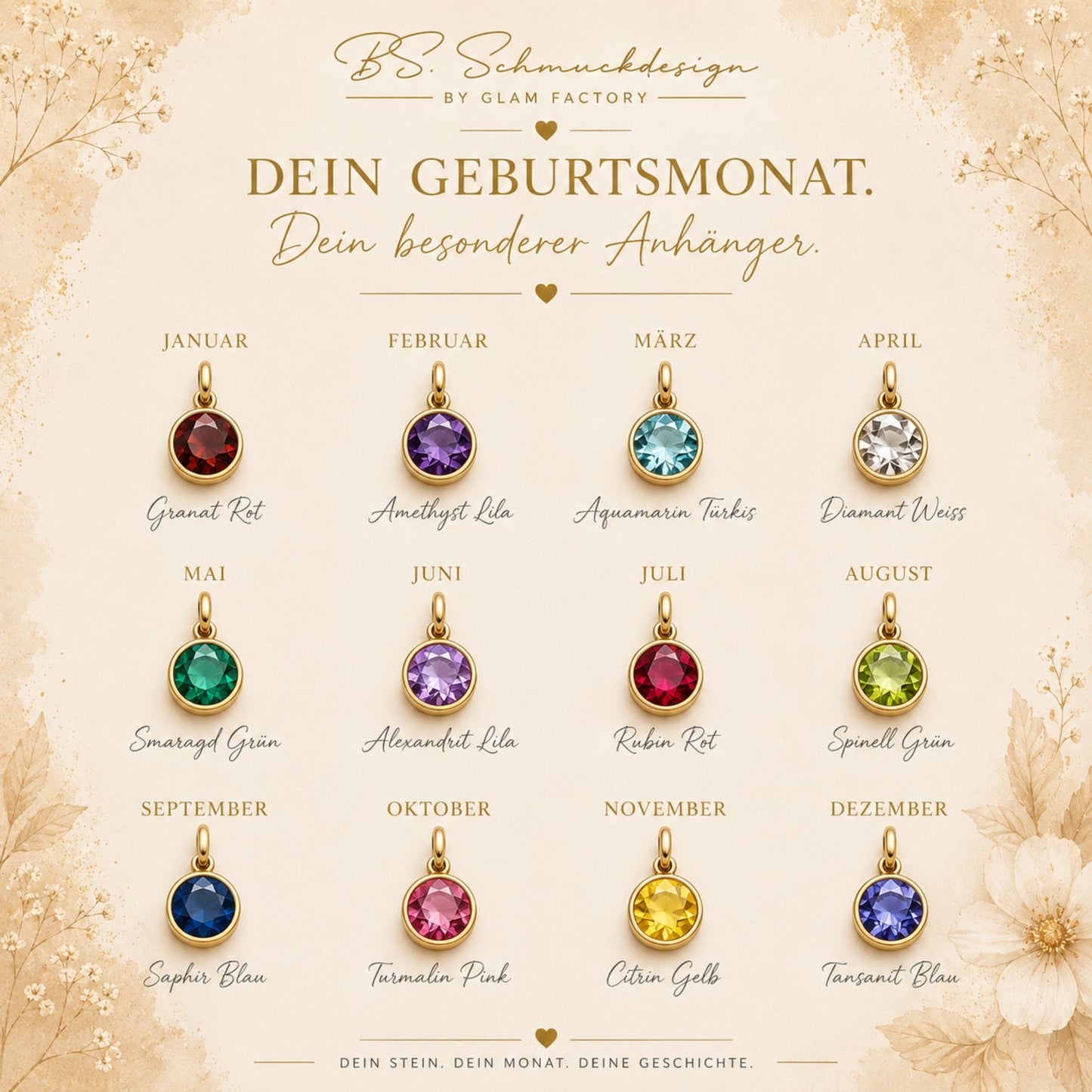 Monatsblume Initialenkette