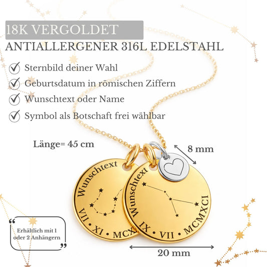 Sternbild Halskette mit Geburtsdaten