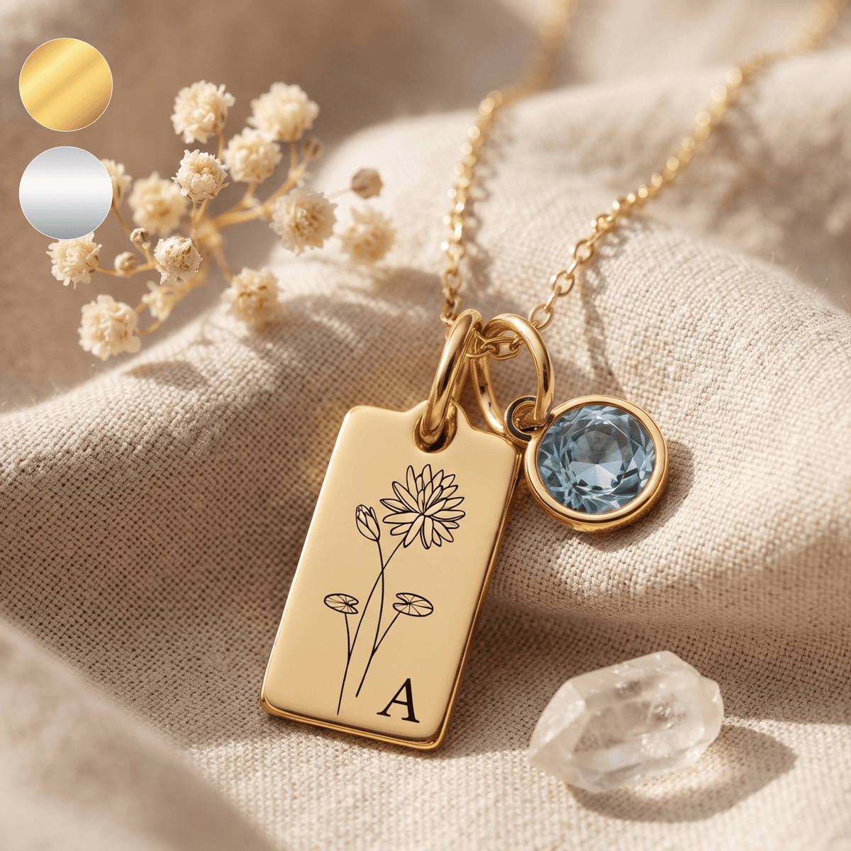 Monatsblume Initialenkette