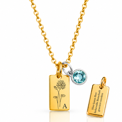 Kette Monatsblume & Geburtsstein