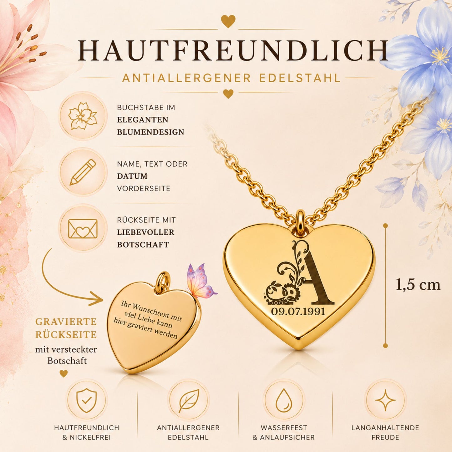 Buchstabenkette florales Design