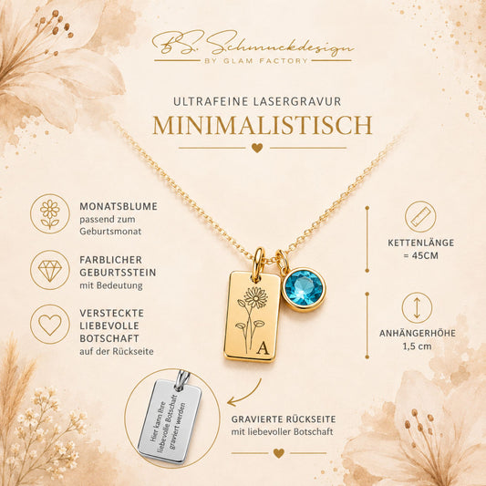 Kette Monatsblume & Geburtsstein