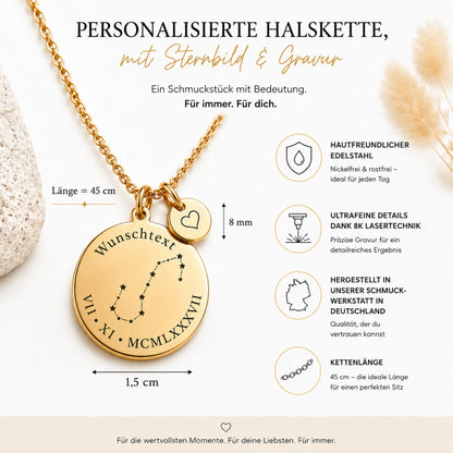 Sternbild Halskette mit Geburtsdaten