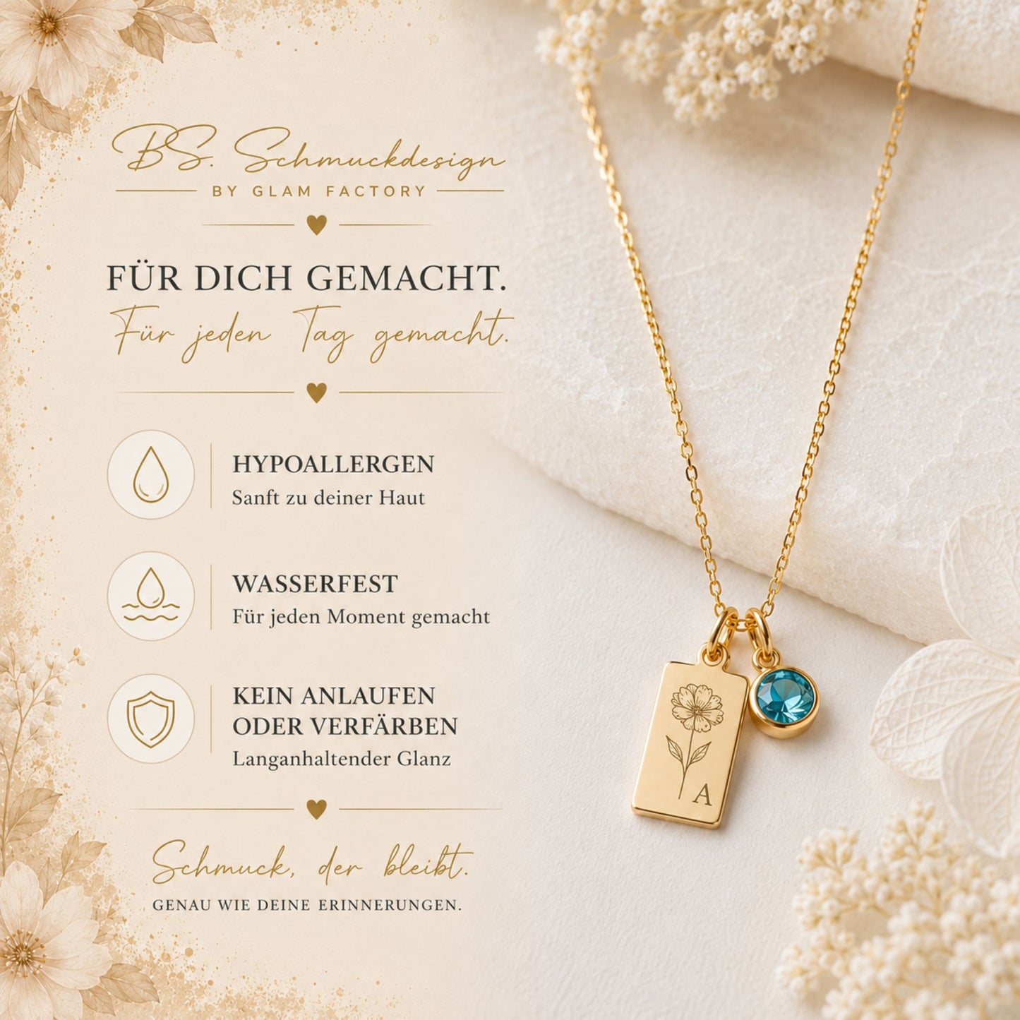 Kette Monatsblume & Geburtsstein