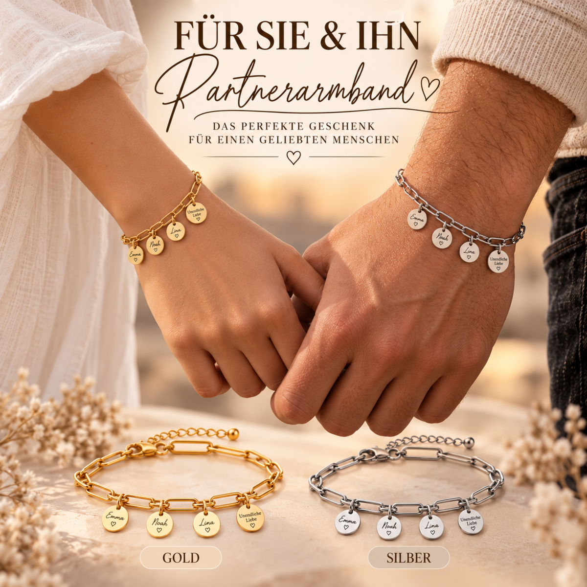 Paperclip Armband mit Namensplättchen