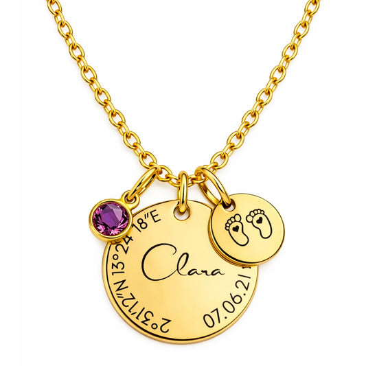 Halskette Geburtsstein & Koordinaten