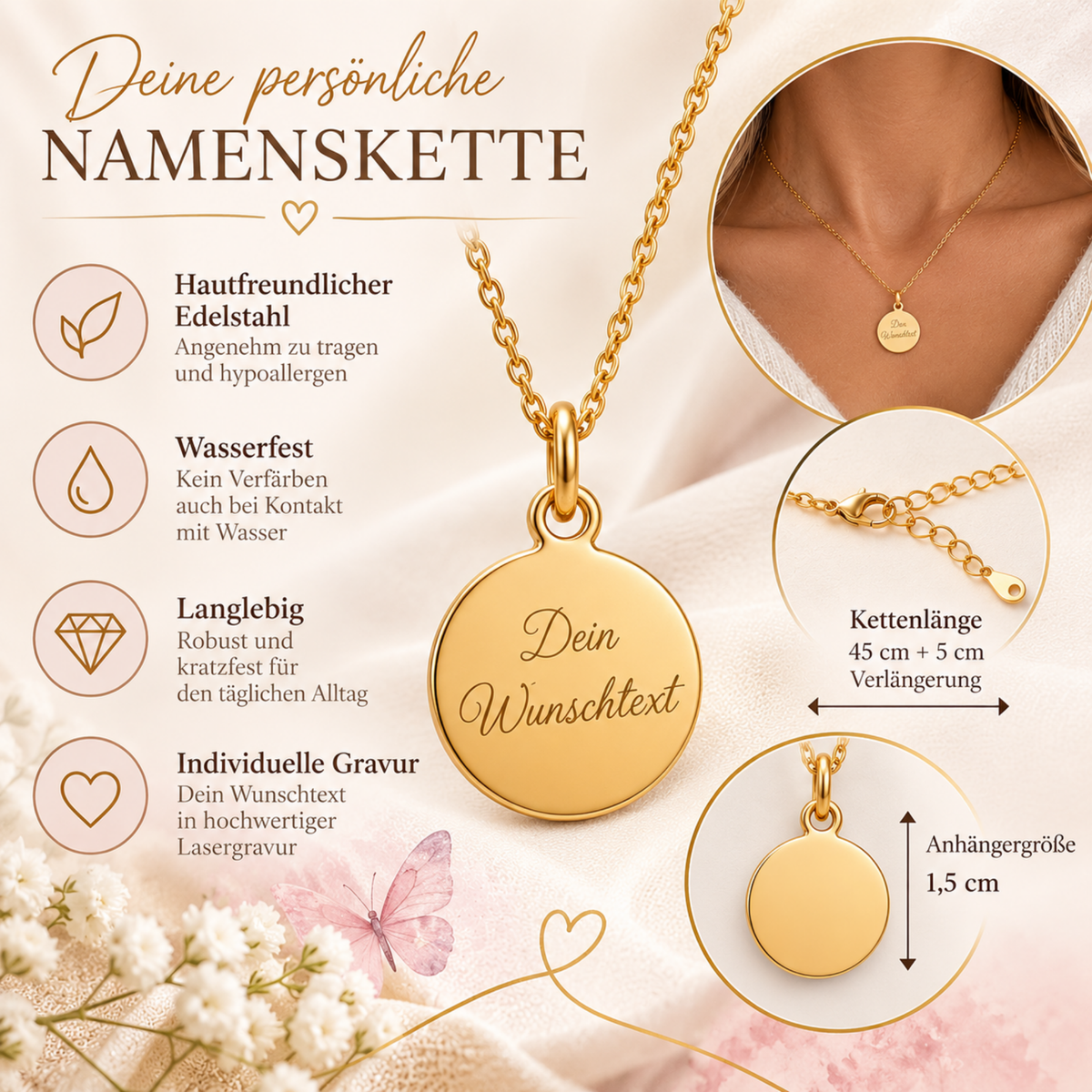 Klassische Namenskette mit Gravur