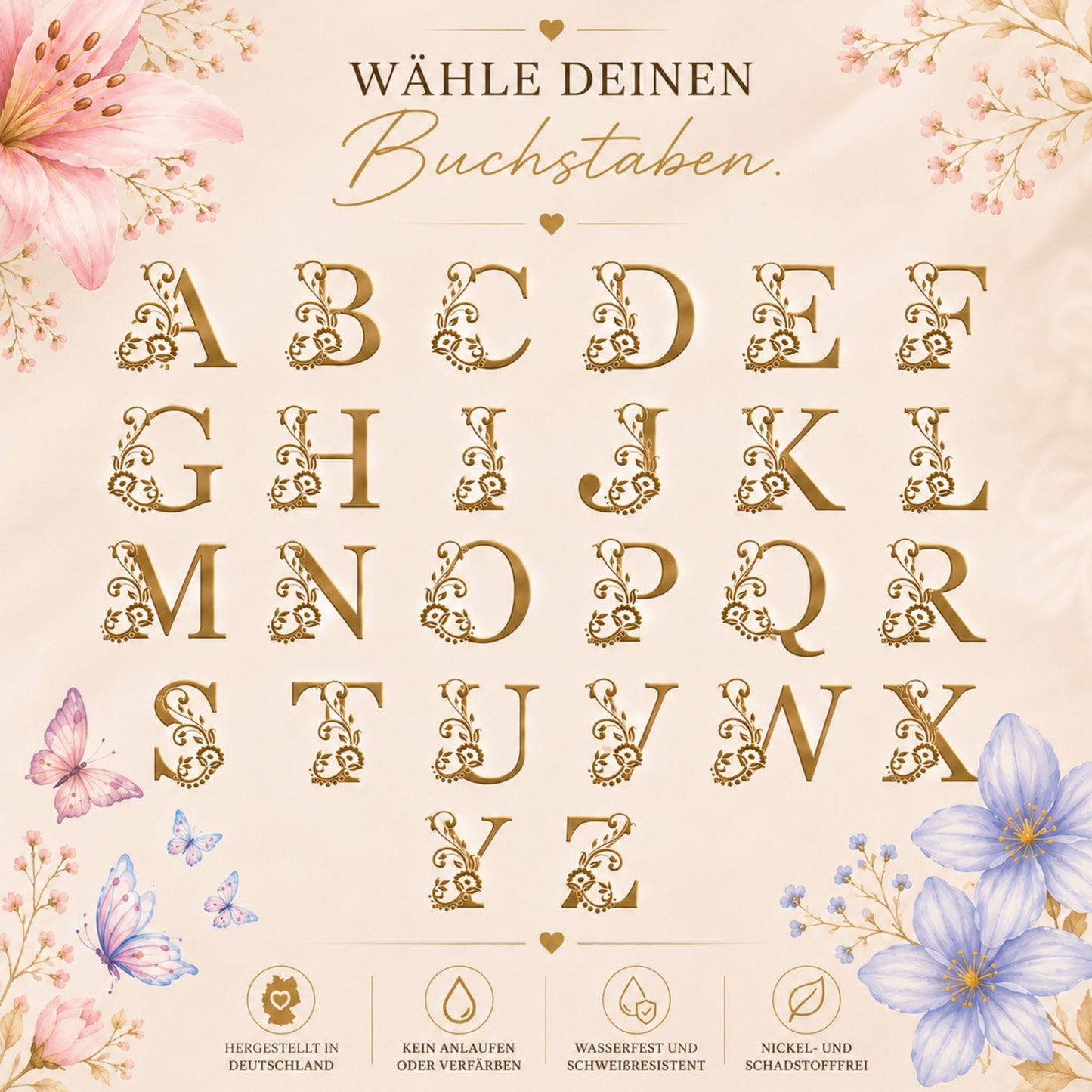 Buchstabenkette florales Design