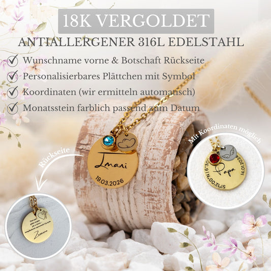 Halskette Geburtsstein & Koordinaten