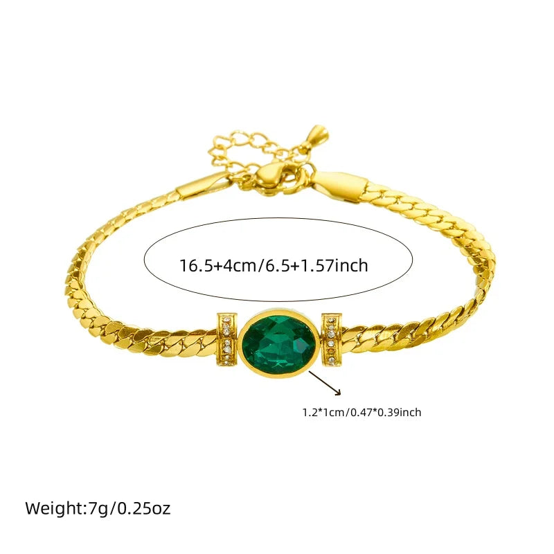 Emerald Glow – Flachpanzer-Armband
