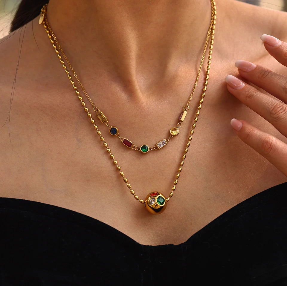 Colorful Gem Ball - Halskette