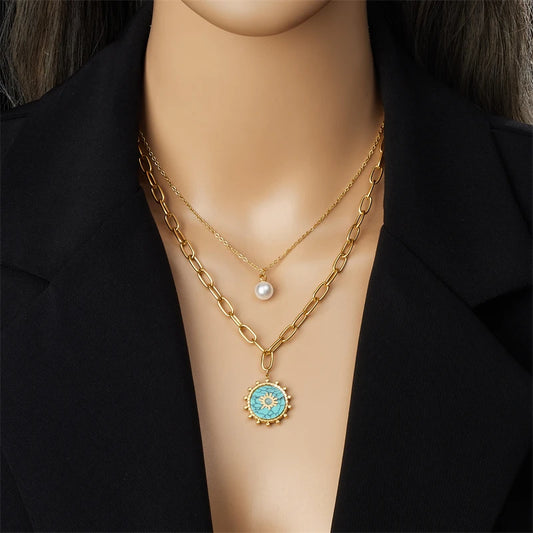 Solaria – Türkis Perlglanz Kette