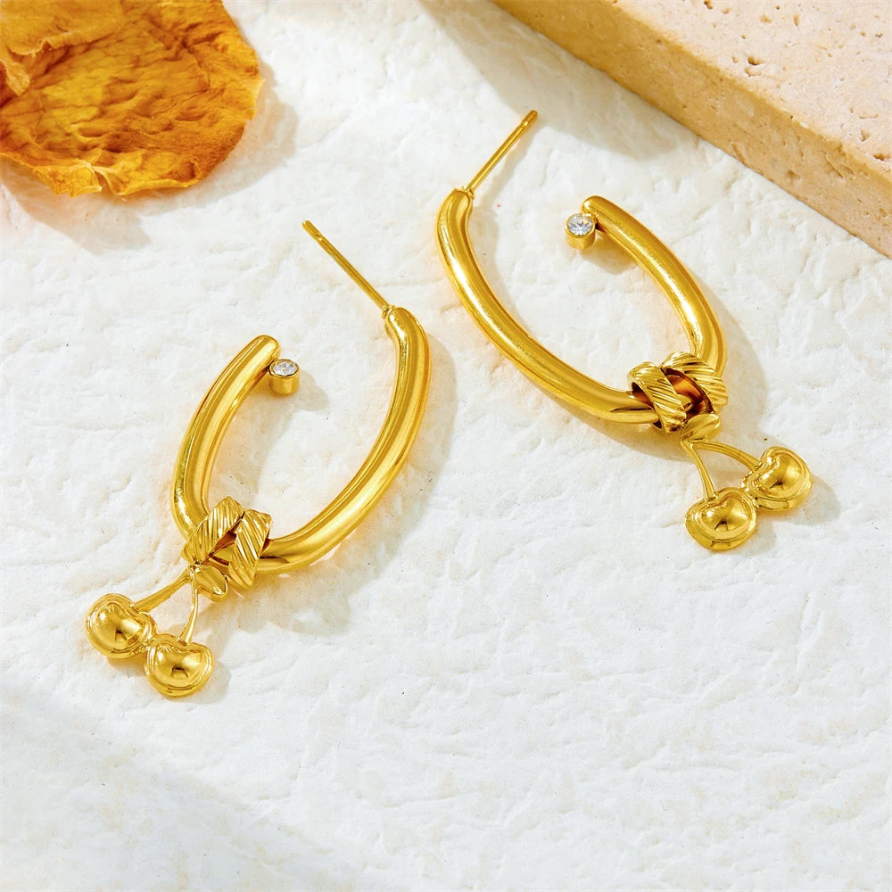 Cherry Gold Hoops