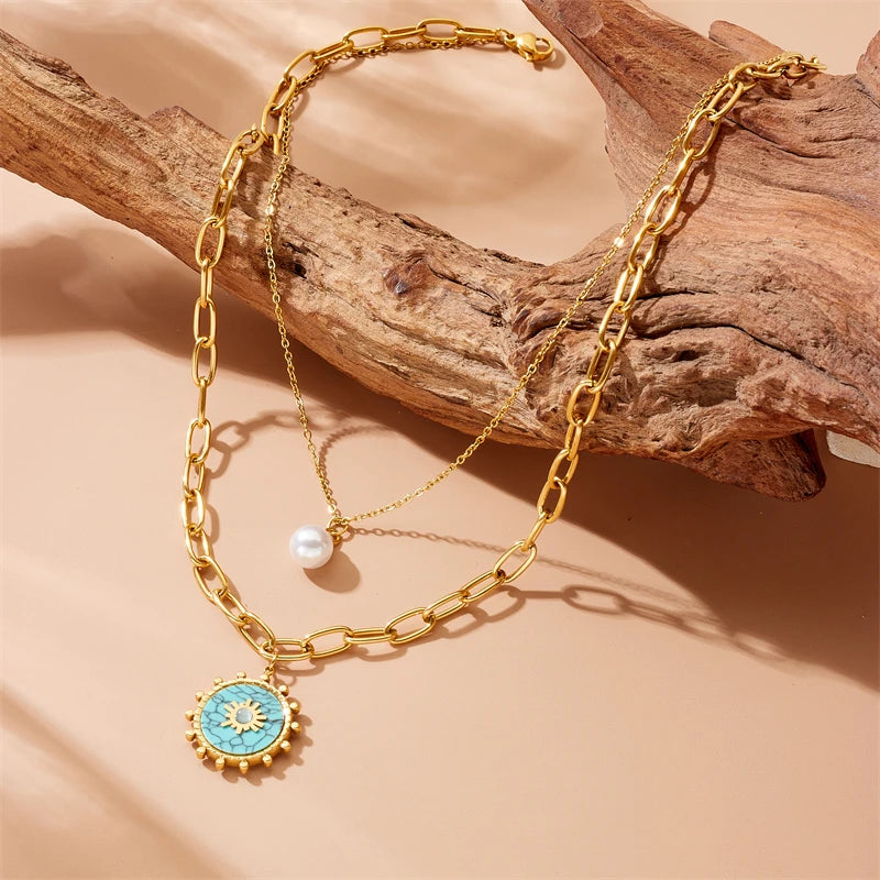 Solaria – Türkis Perlglanz Kette