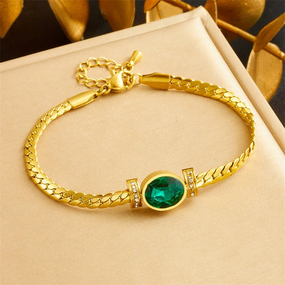 Emerald Glow – Flachpanzer-Armband