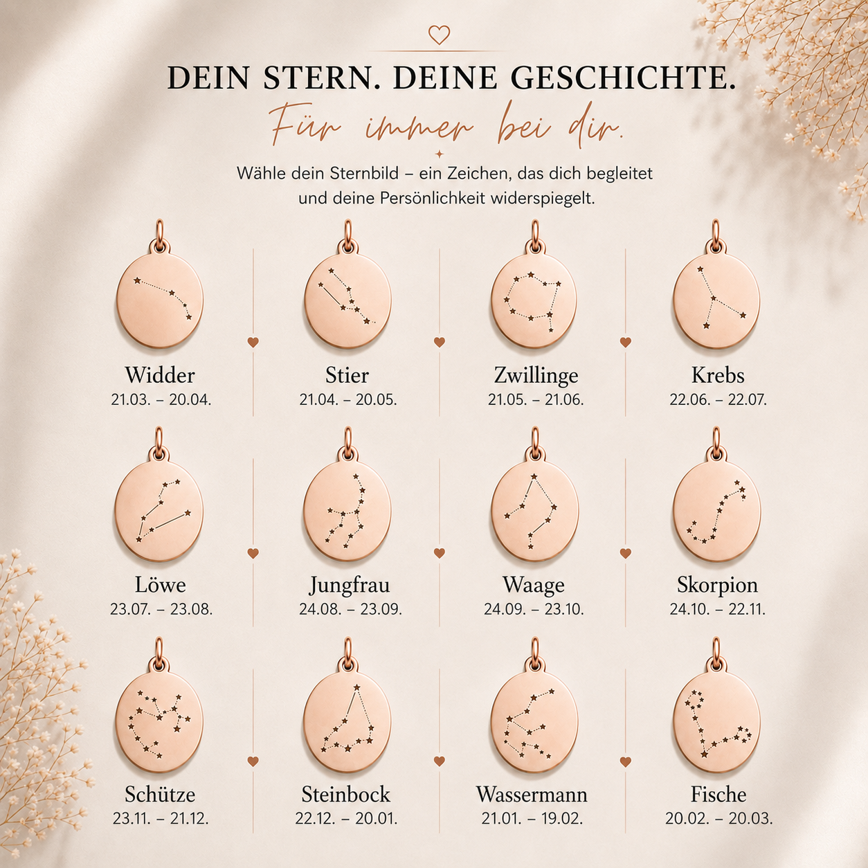 Sternbild Halskette mit Geburtsdaten